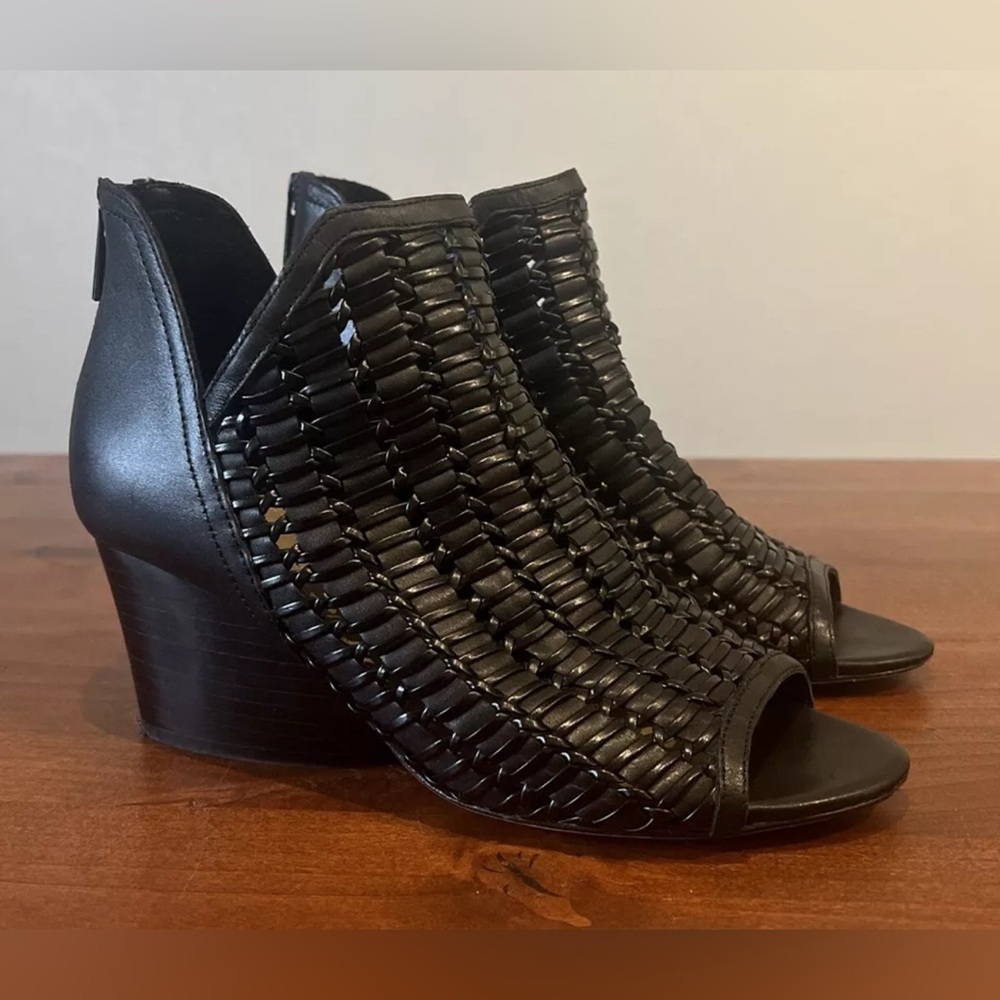 Donald J. Pliner Black Woven Ankle Booties